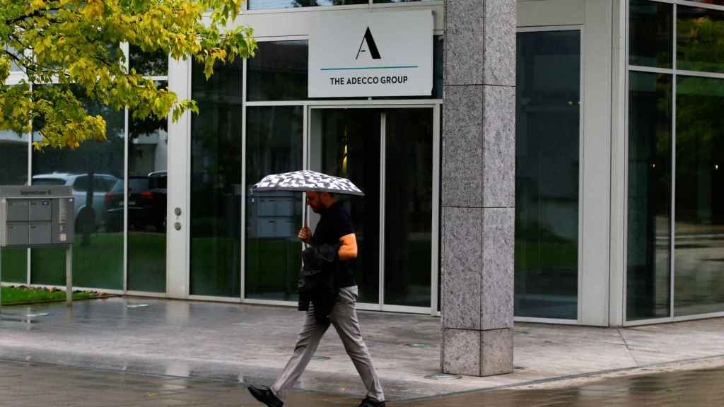 New logo of Swiss Adecco Group is seen at its headquarters in Opfikon