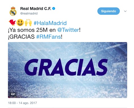El Real Madrid celebra los 25 millones de seguidores en Twitter