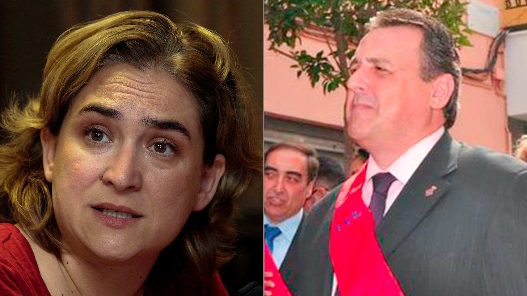 A la izquierda, la alcaldesa Ada Colau; a la derecha, Óscar Bermán, exconcejal del Partido Popular y fundador de 'Nosotros'.