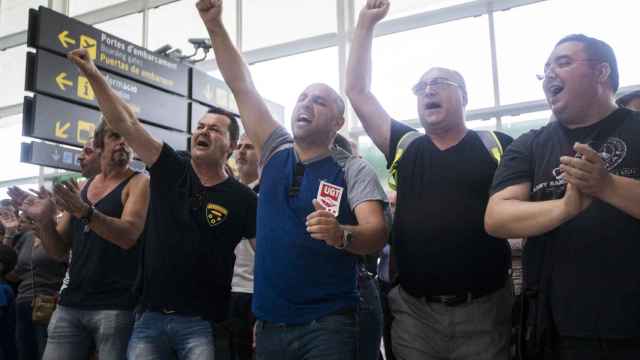 Trabajadores de Eulen protestan en la T1 del Aeropuerto de Barcelona-El Prat