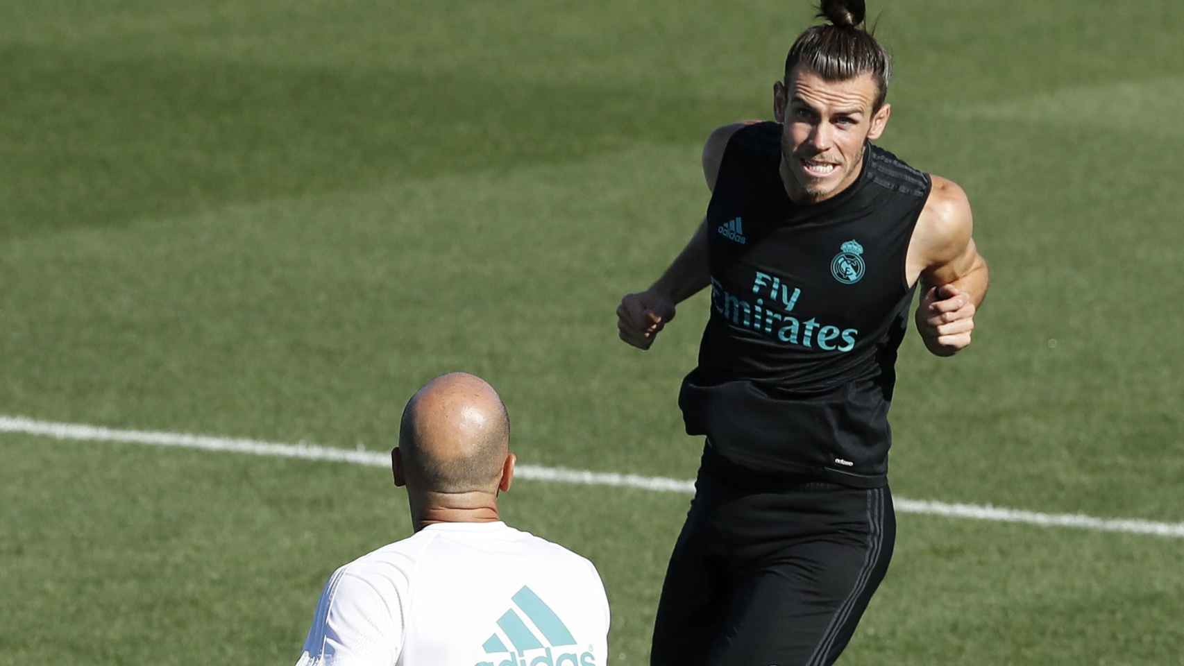 Zidane y Bale en el último entrenamiento del Real Madrid.