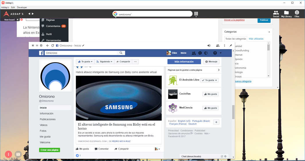 facebook addaps navegador web ventanas