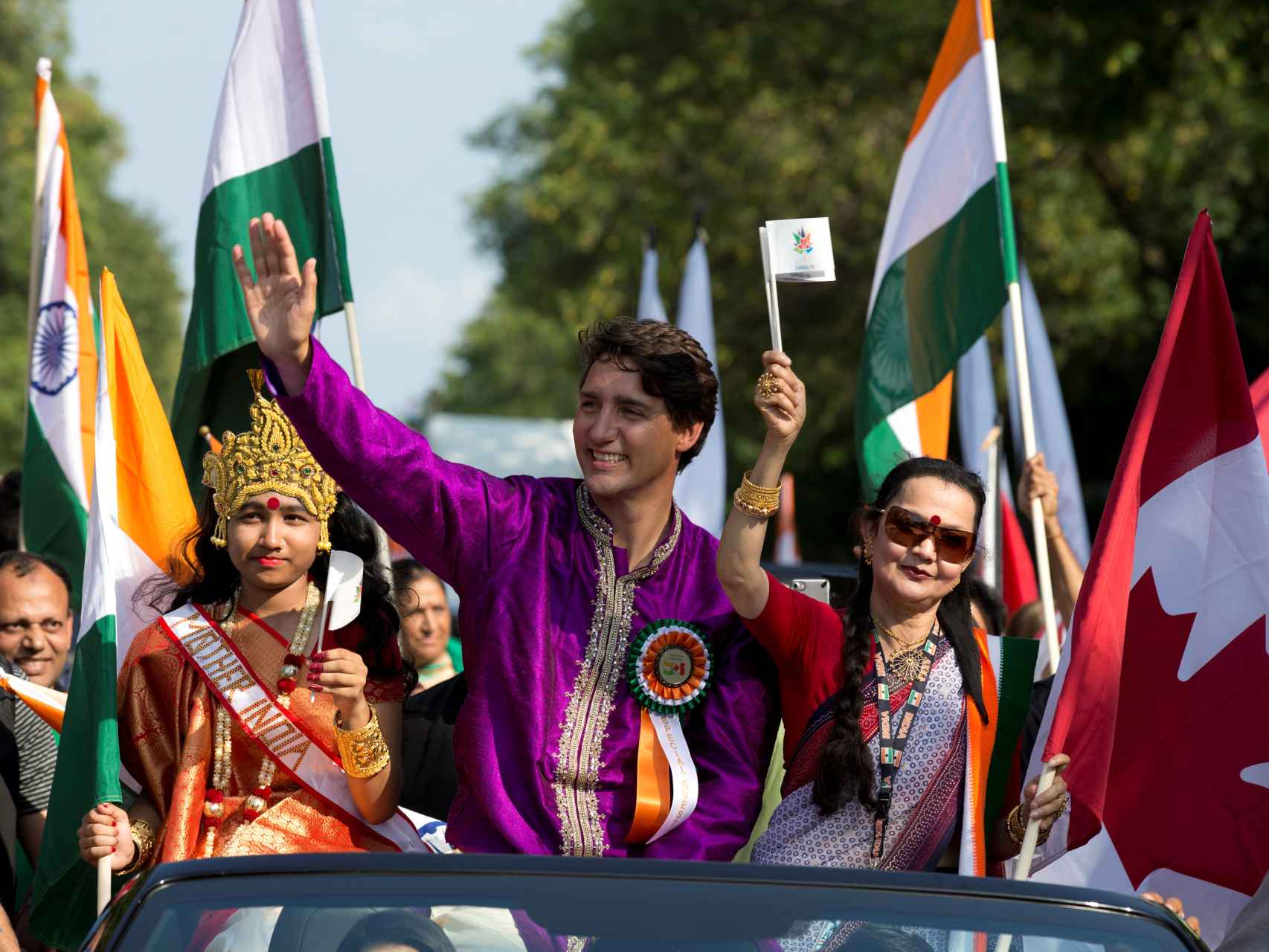 Justin Trudeau durante el desfile del Día de India en Montreal.