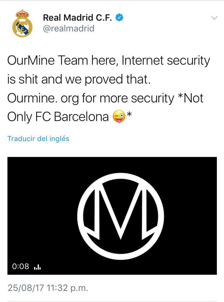 Tuit publicado con la cuenta oficial del Real Madrid