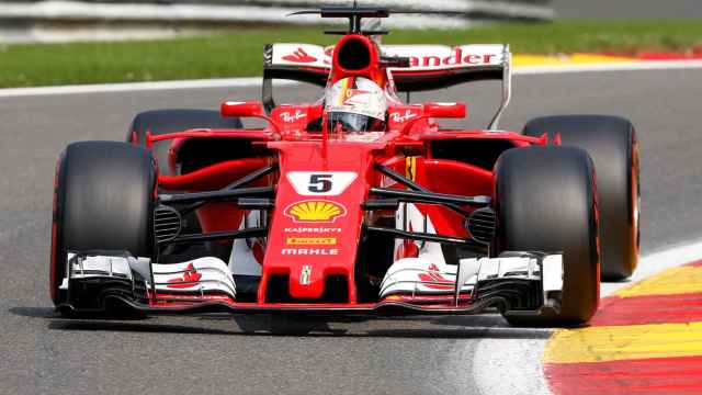 El Ferrari de Vettel durante el GP de Bélgica.