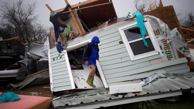 Una casa destruida por el huracán Harvey.