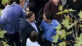 Pablo Iglesias y Oriol Junqueras el pasado sábado en Barcelona.