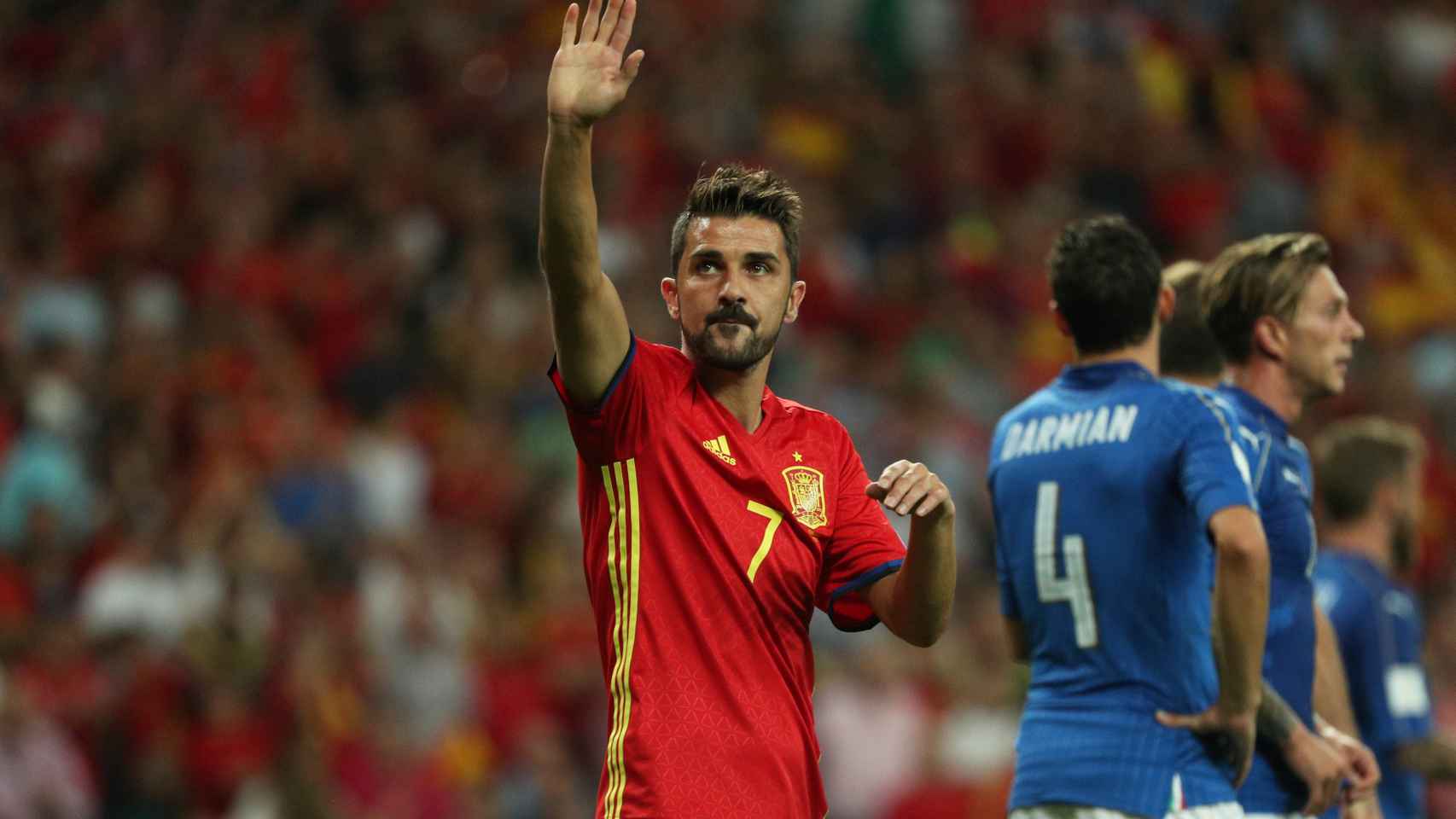David Villa volvió a disputar minutos con España tres años después / Reuters