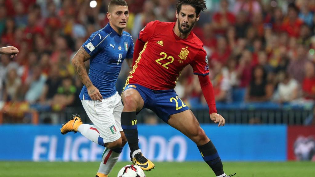 Isco en el último partido de España contra Italia en el Santiago Bernabéu.