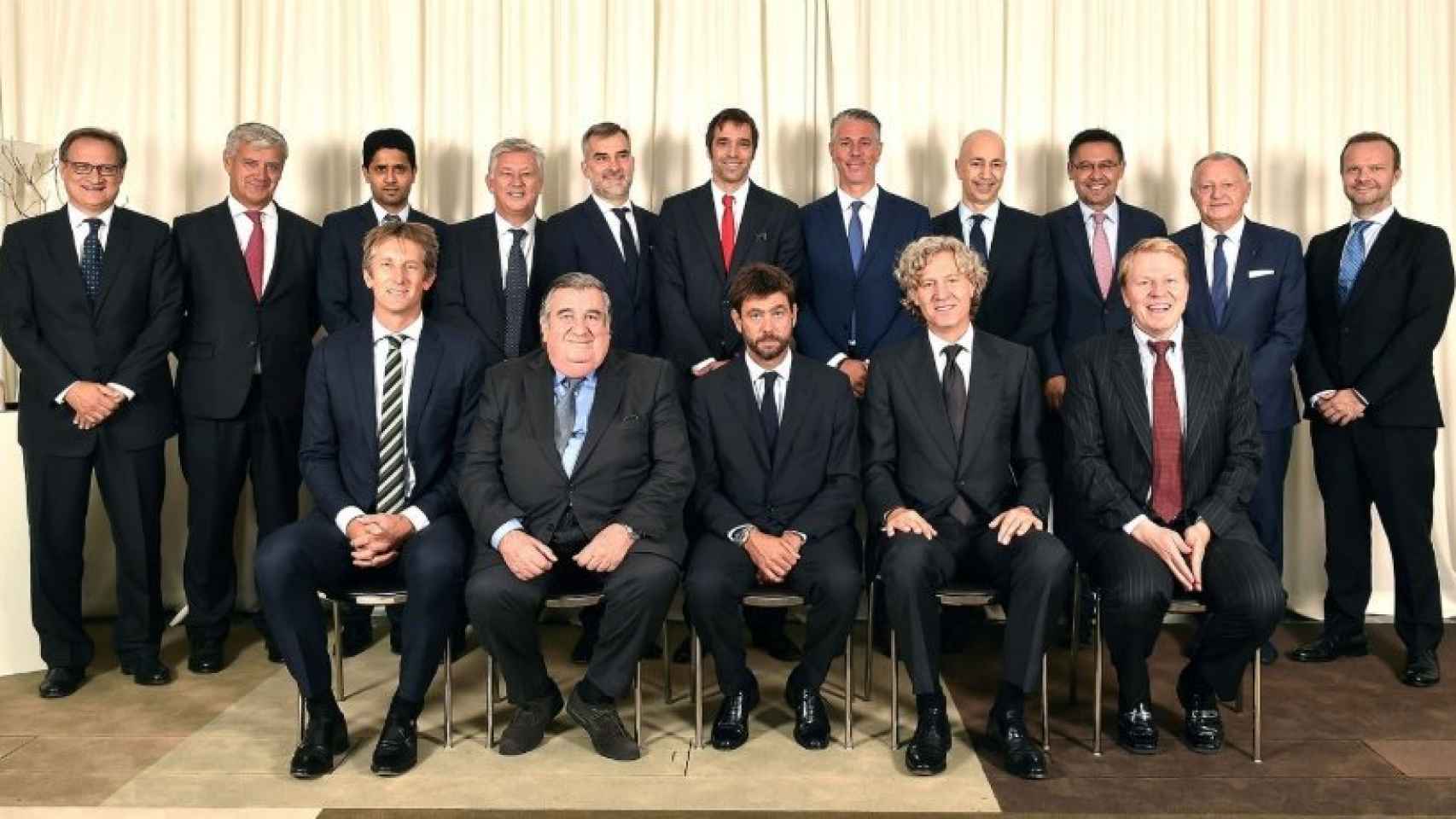 Los presidentes de los diferentes clubes que conforman la ECA. Foto: Twitter (@ECAEurope).