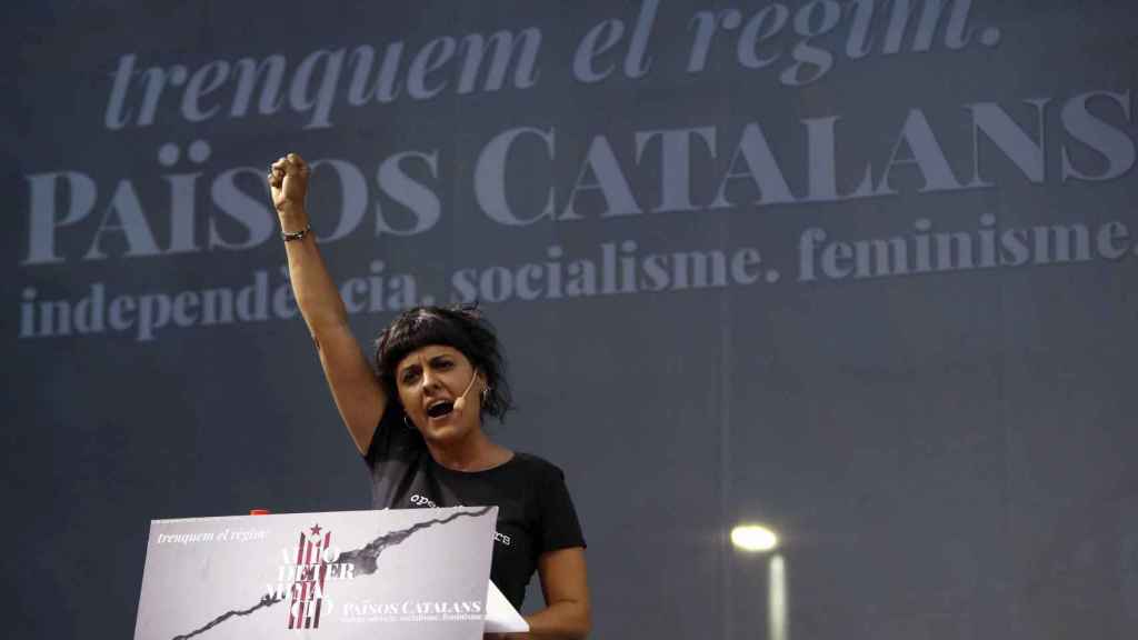 La diputada de la Cup, Anna Gabriel, en un acto de la izquierda independentista en la Diada.