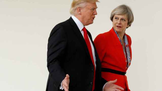 May y Trump durante la visita de la primera ministra británica a Washington en enero