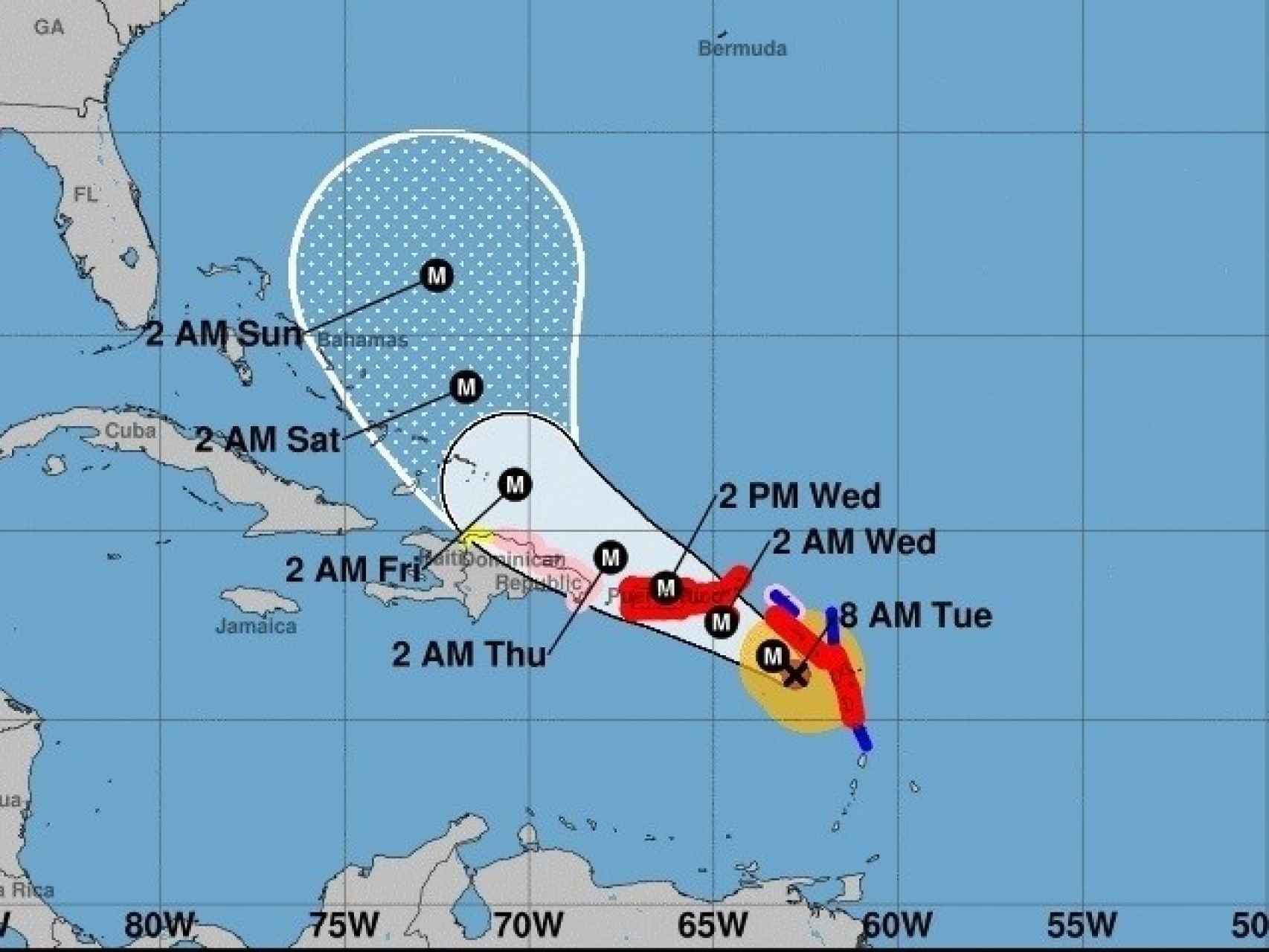 Trayecto del huracán Irma.