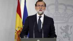 Rajoy, durante su declaración institucional en Moncloa.