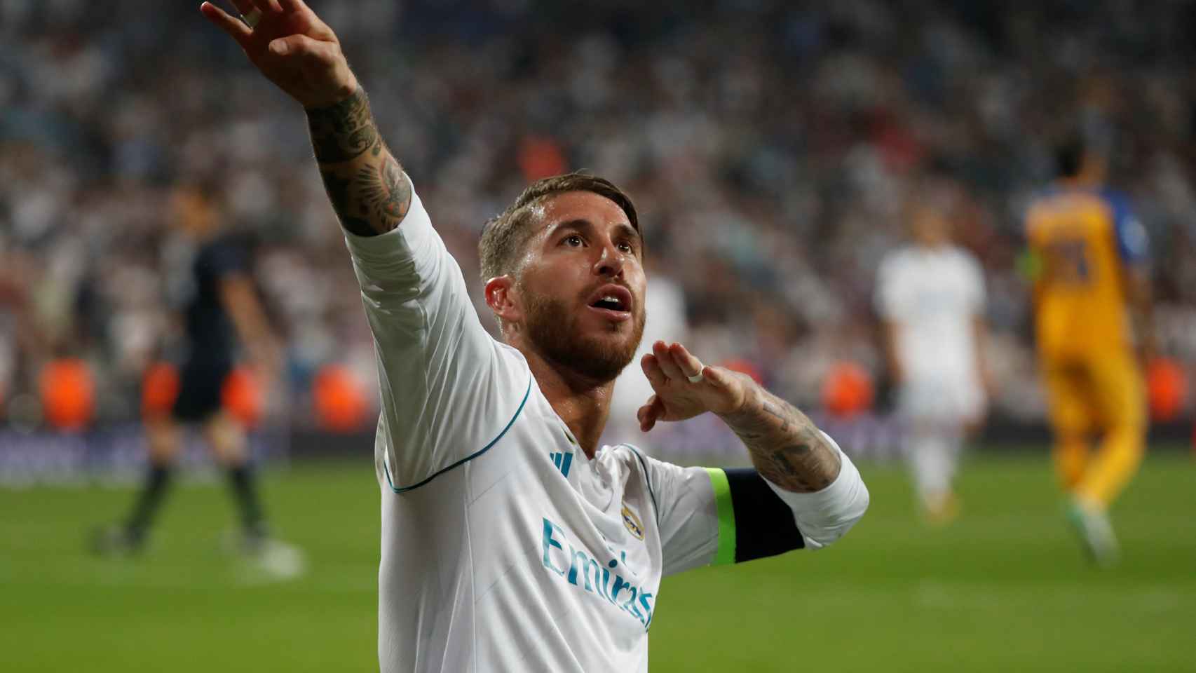 Sergio Ramos celebrando un gol.