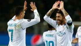 Ramos celebra el gol de Cristiano