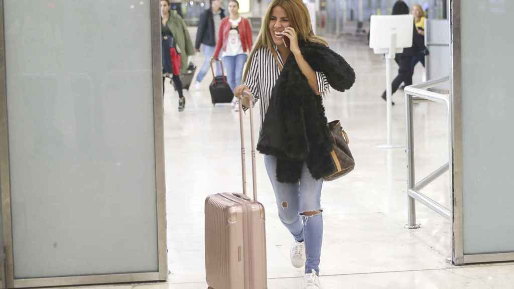 Chabelita a su llegada al aeropuerto de Madrid.
