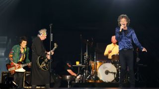 Los Stones durante el concierto ofrecido anoche en Barcelona.