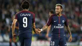 la tregua entre Cavani y Neymar se escenificó durante el partido contra el Bayern de Munich