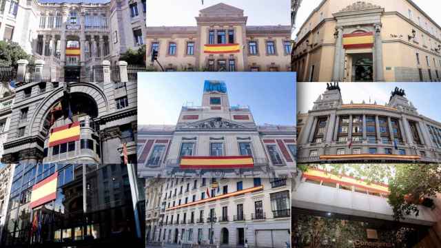 Todas las consejerías de la Comunidad de Madrid lucen la bandera de España ante el 1-O.