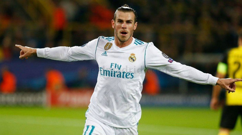 Gareth Bale marca el primer gol del Madrid ante el Dortmund.