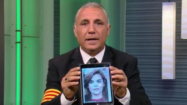 Stoichkov, en el momento de sus insultos a Soraya Sáenz de Santamaría.