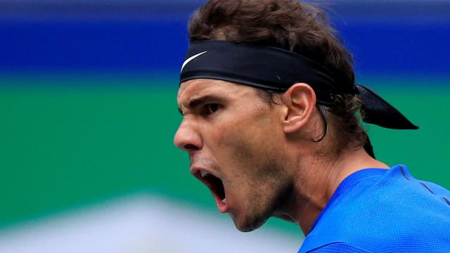 Nadal, celebrando un punto ante Dimitrov.