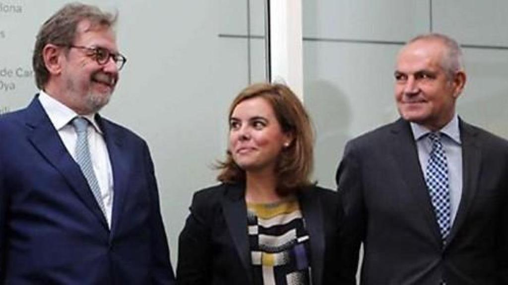 La vicepresidenta del Gobierno, Soraya Sáenz de Santamaría, este martes en Moncloa.