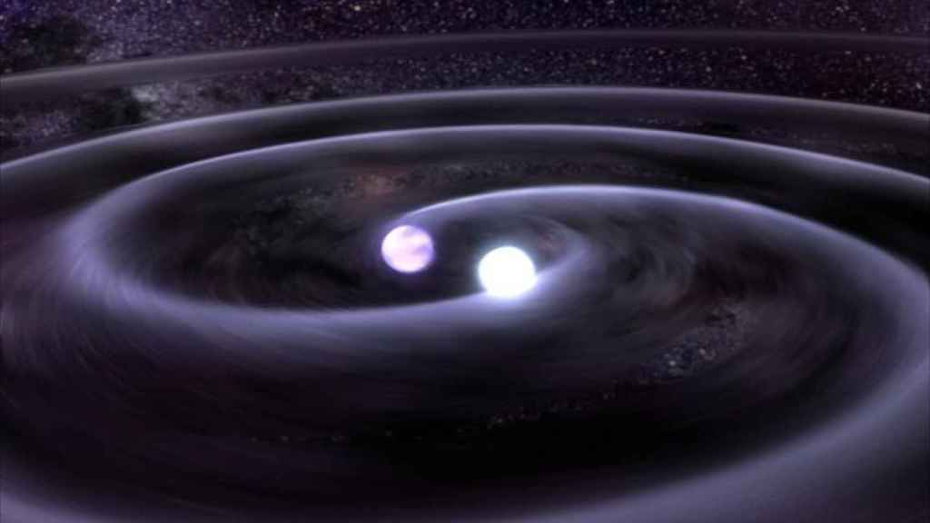 Recreación de la nueva fuente de ondas gravitacionales.