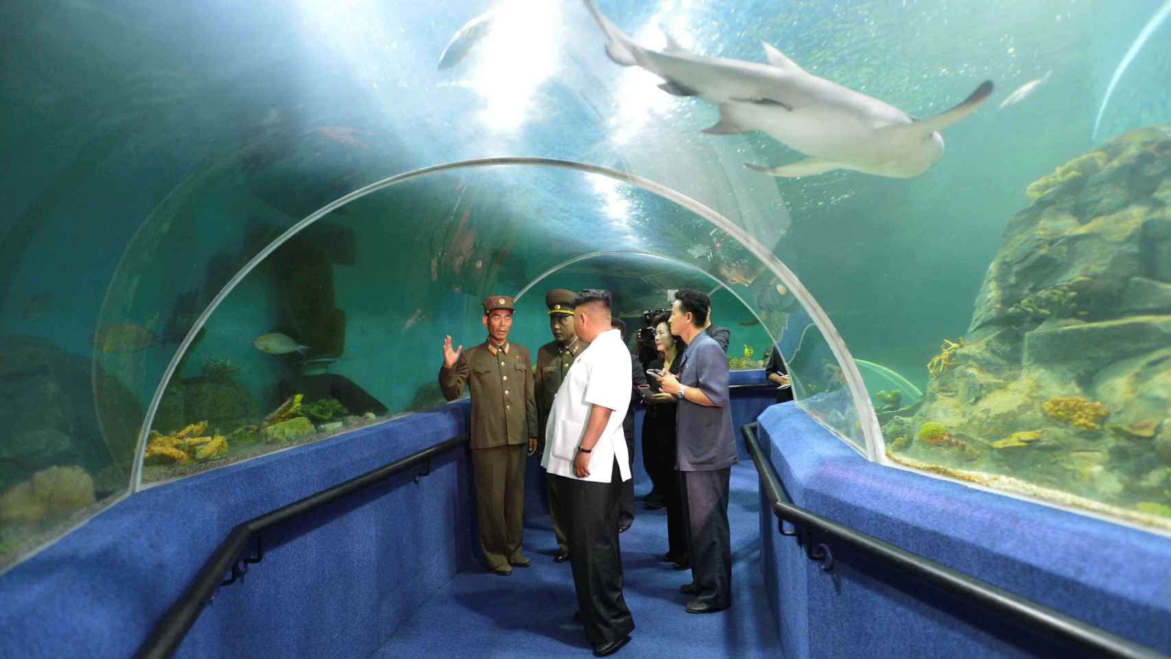 Kim Jong-un visita un aquarium, una de las atracciones turísticas