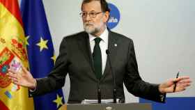 El presidente Rajoy, durante su rueda de prensa en Bruselas