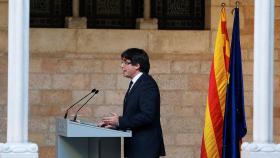 Carles Puigdemont, durante su comparecencia.