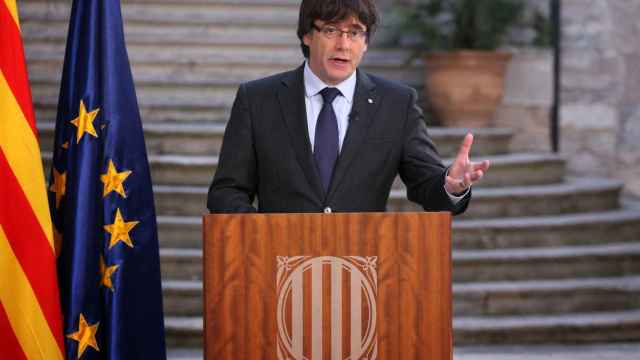 El expresidente de la Generalitat, Carles Puigdemont, este sábado en Girona.