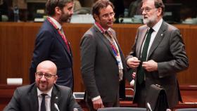 El primer ministro belga, Charles Michel, y el presidente Rajoy durante la última cumbre de la UE