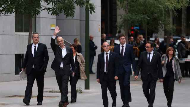 Los consejeros de Puigdemont llegando a la Audiencia Nacional el jueves