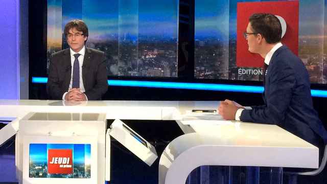 Puigdemont, durante su entrevista con la televisión belga del viernes
