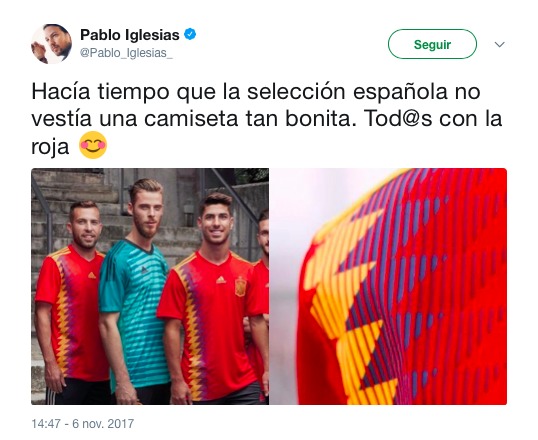 Pablo Iglesias aviva la polémica sobre la camiseta de España