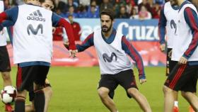 Isco, en el entrenamiento de la Selección en La Rosaleda. Foto: sefutbol.com