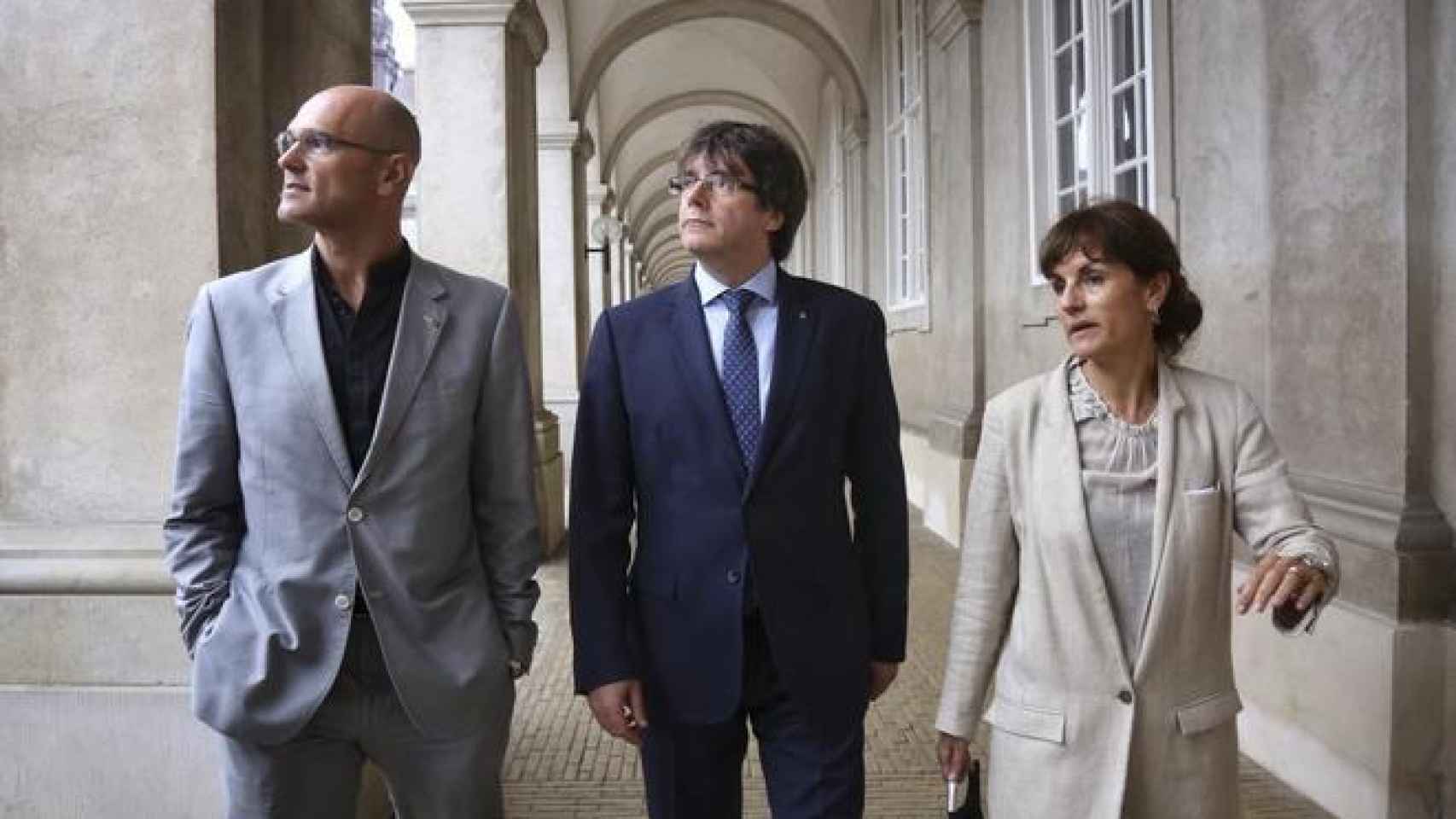 Puigdemont, Romeva y Guardiola en el Parlamento danés.