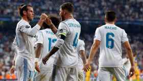 Bale celebra el gol de Ramos
