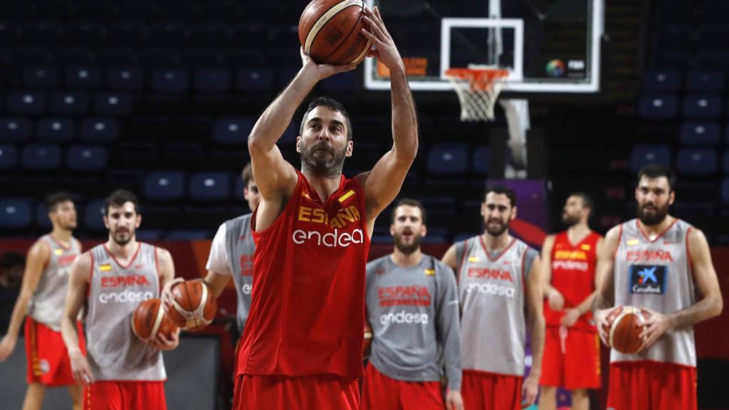 Juan Carlos Navarro en un entrenamiento con España.
