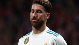 Sergio Ramos, con la nariz rota en el derbi.