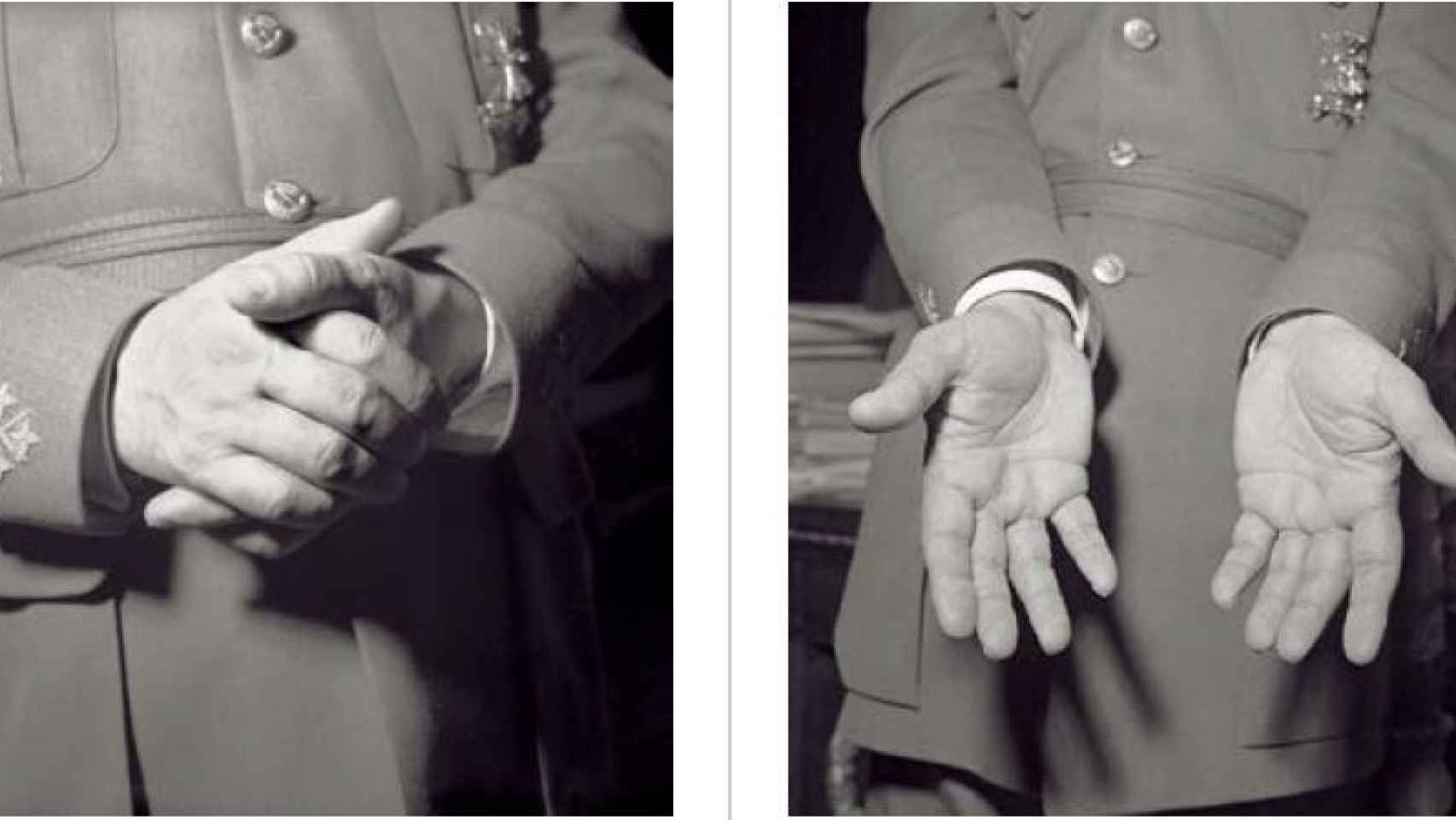 Las manos de Francisco Franco fotografiadas para un estudio grafológico, marzo de 1954.