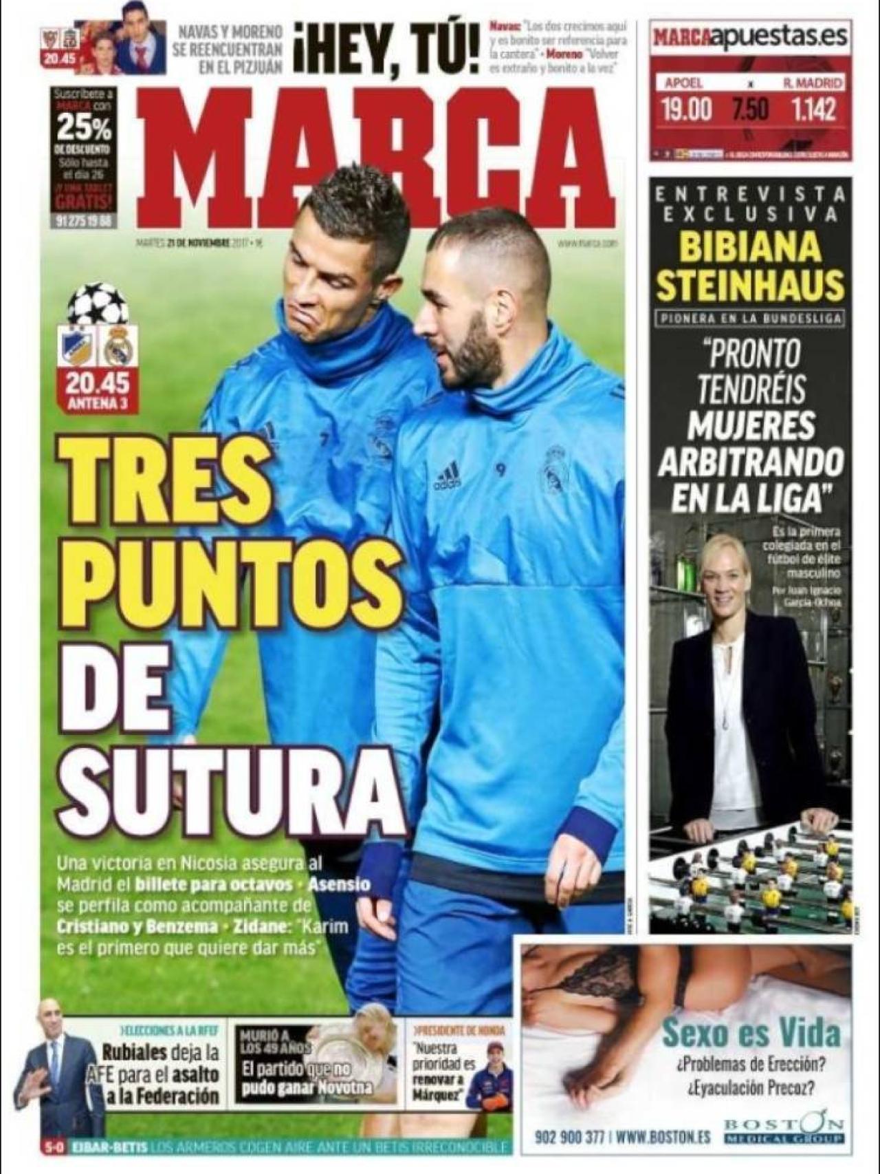 Marca abre con Cristiano y Benzema en portada.