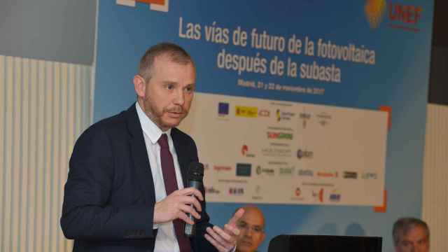 El secretario de Estado de Energía, Daniel Navia, durante su discurso en el Foro Solar de UNEF.