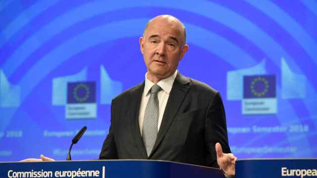 El comisario de Asuntos Económicos, Pierre Moscovici, durante la rueda de prensa
