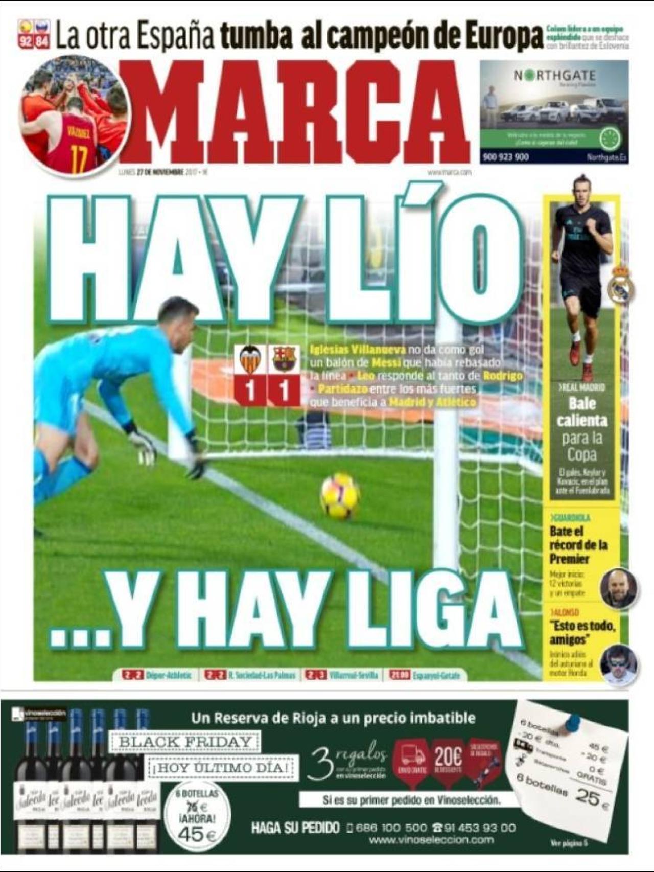 Las portadas de la prensa deportiva del 27 de noviembre