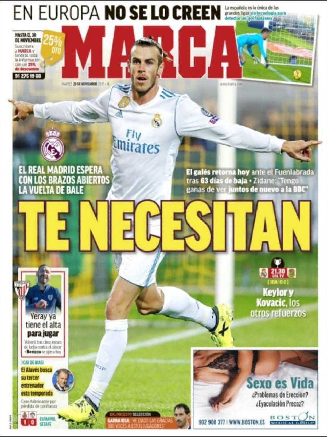 Las portadas de la prensa deportiva del 28 de noviembre