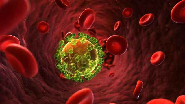 Recreación del virus de inmunodeficiencia humana (VIH).