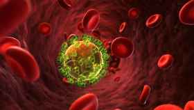 Recreación del virus de inmunodeficiencia humana (VIH).